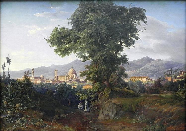 August Ahlborn View of Florenz Norge oil painting art